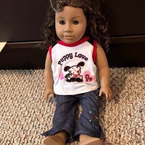 Retired American Girl Doll with Puppy Love Shirt and Denim Pants